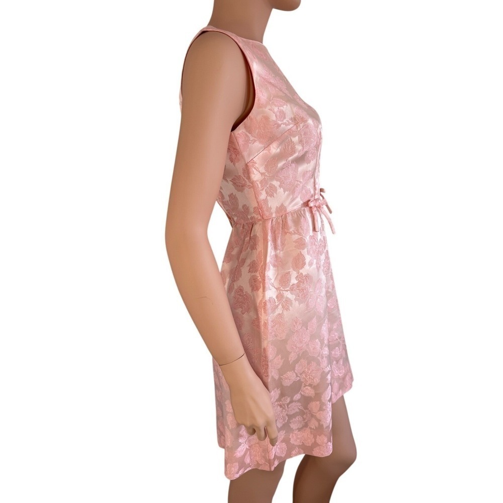 Vintage 60s Pink Damask Floral Dress and Jacket Set Home Sewn MCM Mod 2pc - Picture 6 of 16